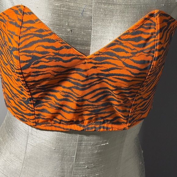 Vibrant Orange and Black Crop Top - Picture 2 of 13